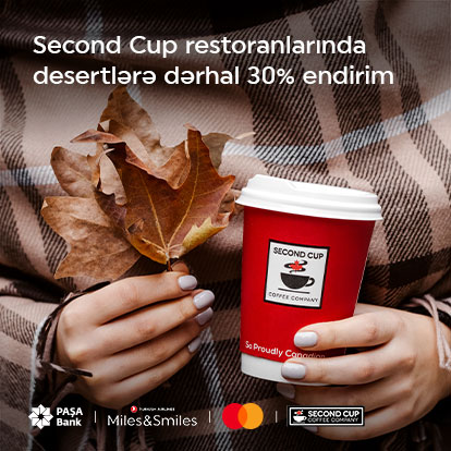 “Mastercard”dan “Second Cup” restoranlarında şirniyyatlara 30% endirim!